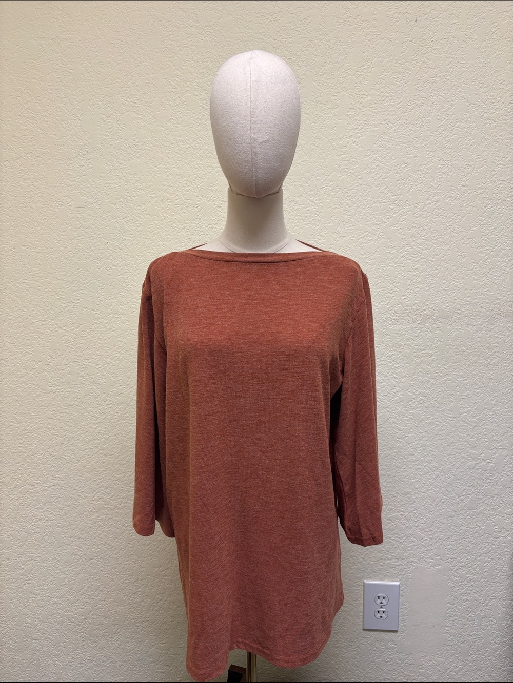 Amaryllis Boatneck Long-Sleeve Top in Rust